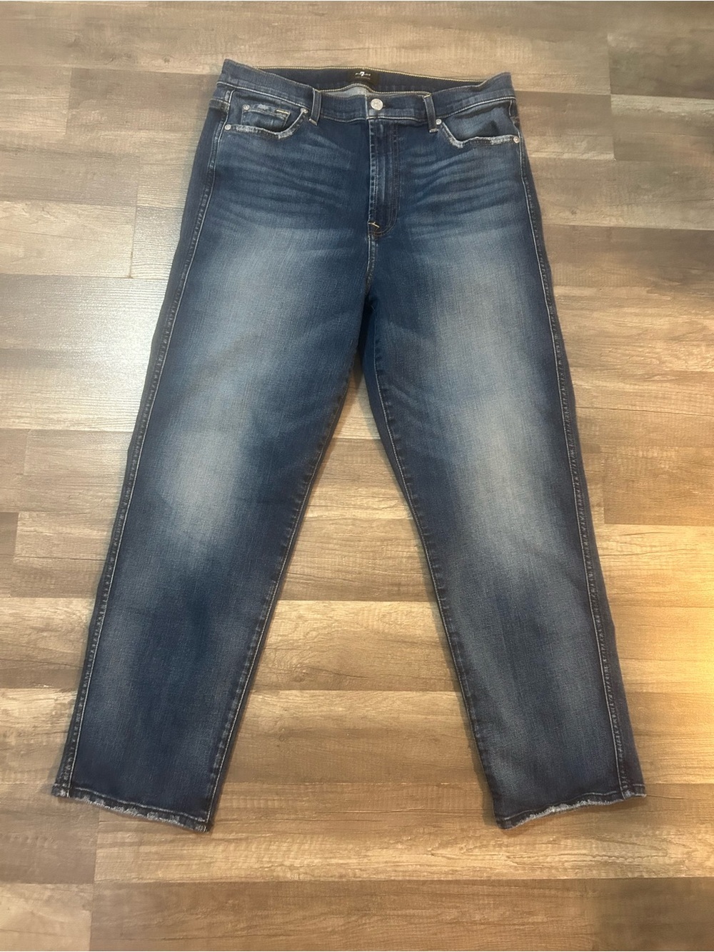 7 For All Mankind Women’s Jeans High Waist Crop Straight Leg Dark Wash - Size 32